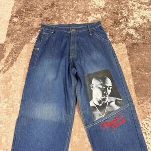Vintage Makaveli Jeans 2Pac Baggy Denim Hip Hop Y2K 90s Mens 34x34 Skater